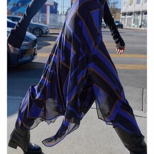 Zara Asymmetrical Skirt in Blue and Brown